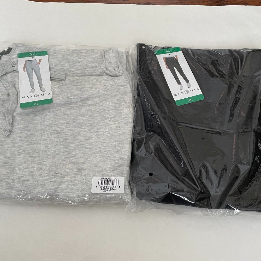 TWO Max & Mia Ladies' Live In Pull On Pant, Color : Black- Gray, Size : X-Large